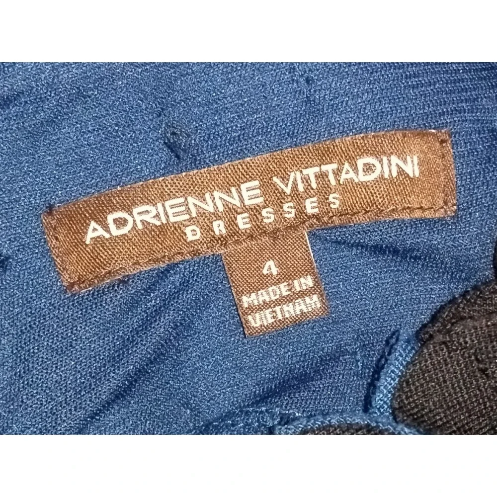 Adrienne Vittadini Size 4 Women's Sleeveless Sheath Blue‎ Dress Ruffle Neckline